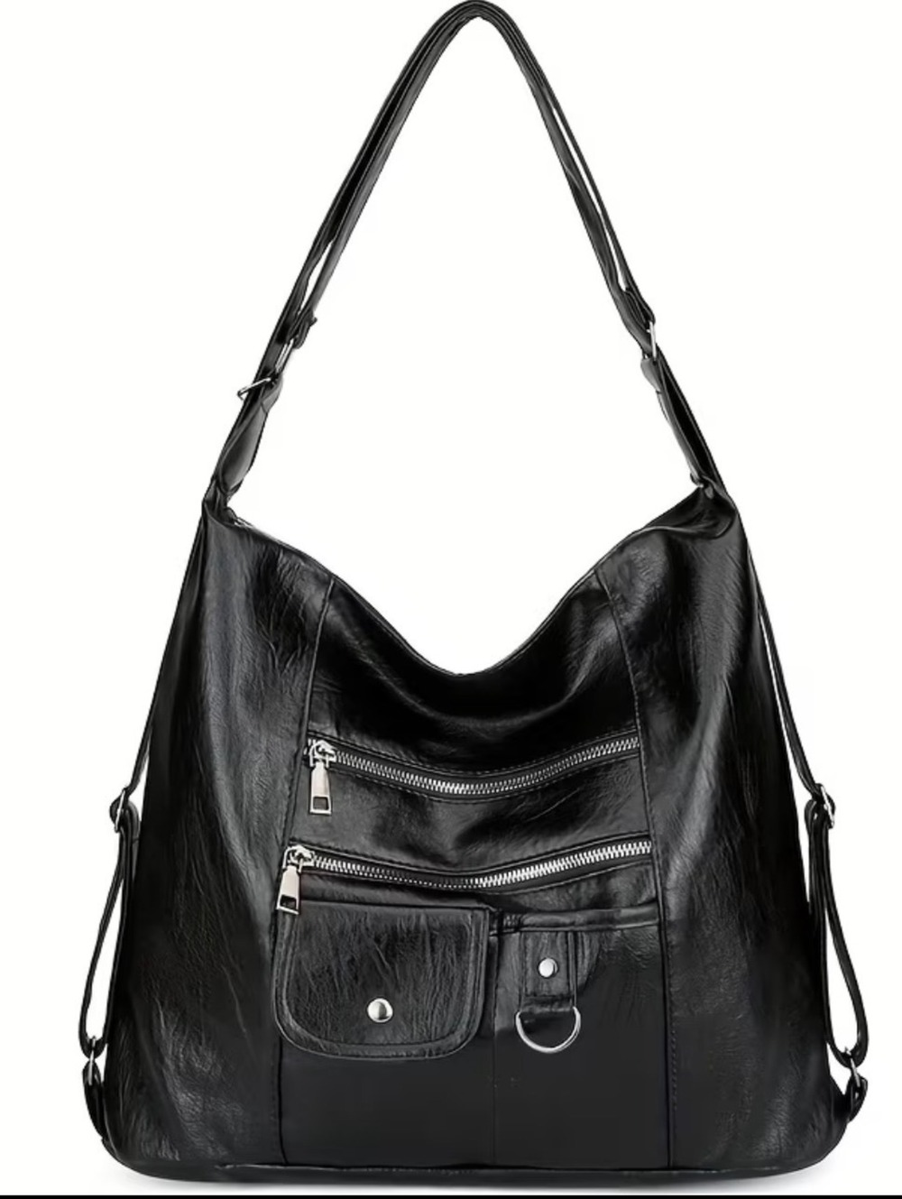 Black slouchy hobo shoulder backpack